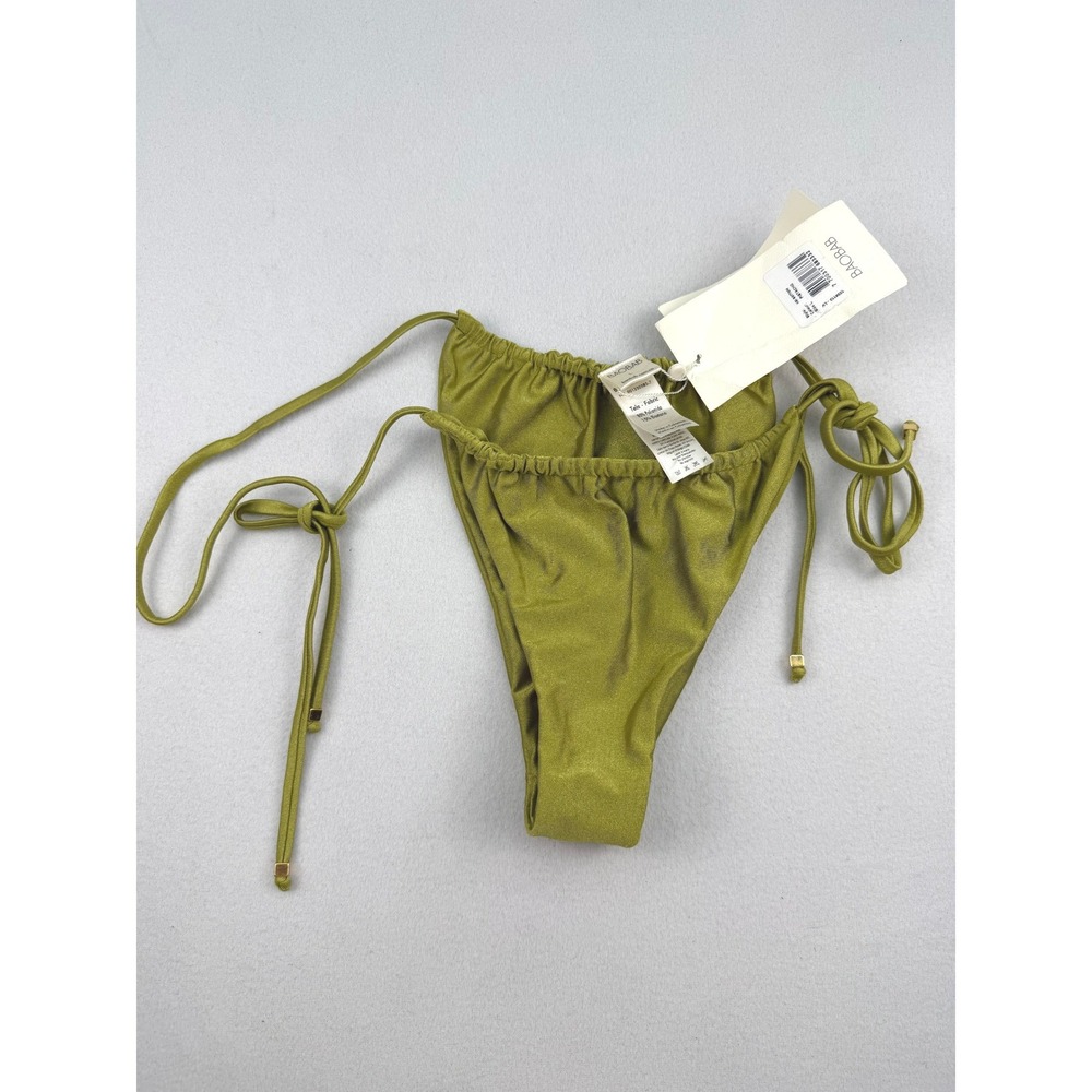 Baobab Kei Bikini Bottom Pistacho Green Shimmer Side Tie Swim Large NEW